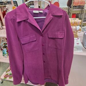 Alison Daley Womens Long Sleeve Button Front Shirt Top Size 8 Purple
